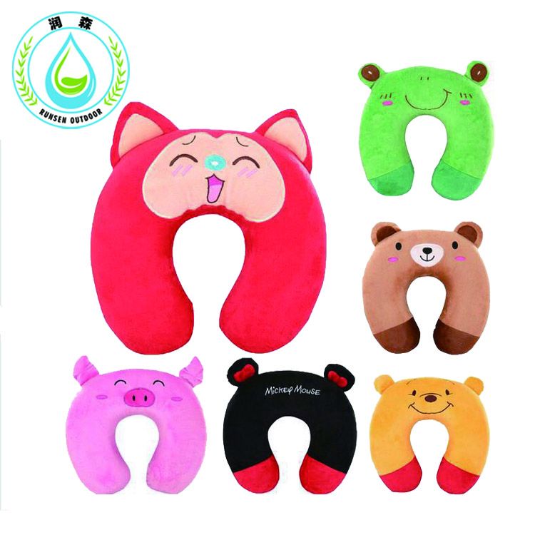 RUNSEN Cute Cartoon Memory Foam Neck Pillow Embroidered U Shaped Creative Travel Neck Soft Pillow Hot Sale Fashion For Kids Body Pillow