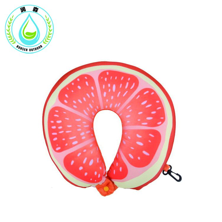 RUNSEN Fruit U Shaped Travel Pillow Nano particles Neck Pillow Watermelon Lemon Kiwi Orange Car Pillows Soft Cushion inflatable pillow