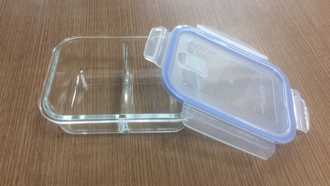 glass food container with seperation