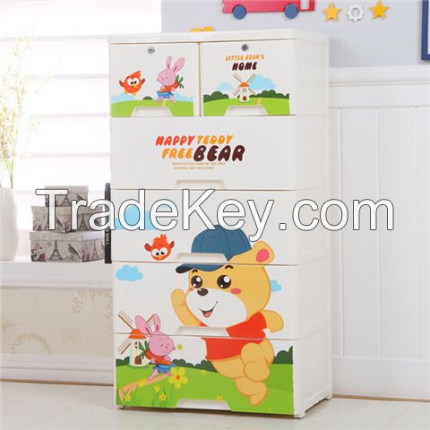 Kids Plastic Wardrobe Baby Plastic Storage Drawers Cabinet