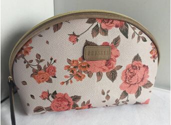 PVC cosmetic bag with vintage floral pattern