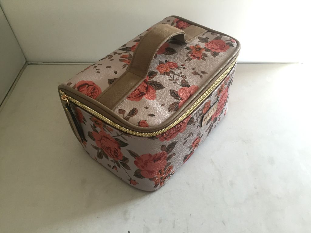 PVC cosmetic bag with vintage floral pattern