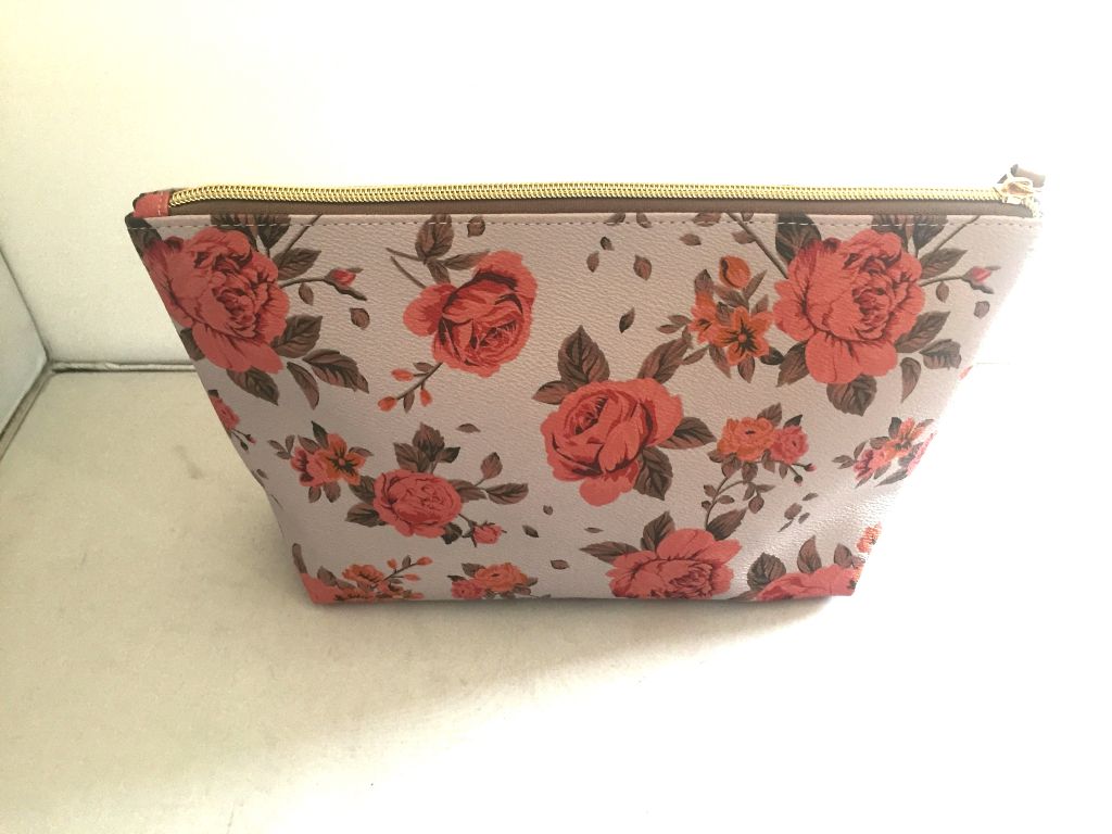 PVC cosmetic bag with vintage floral pattern