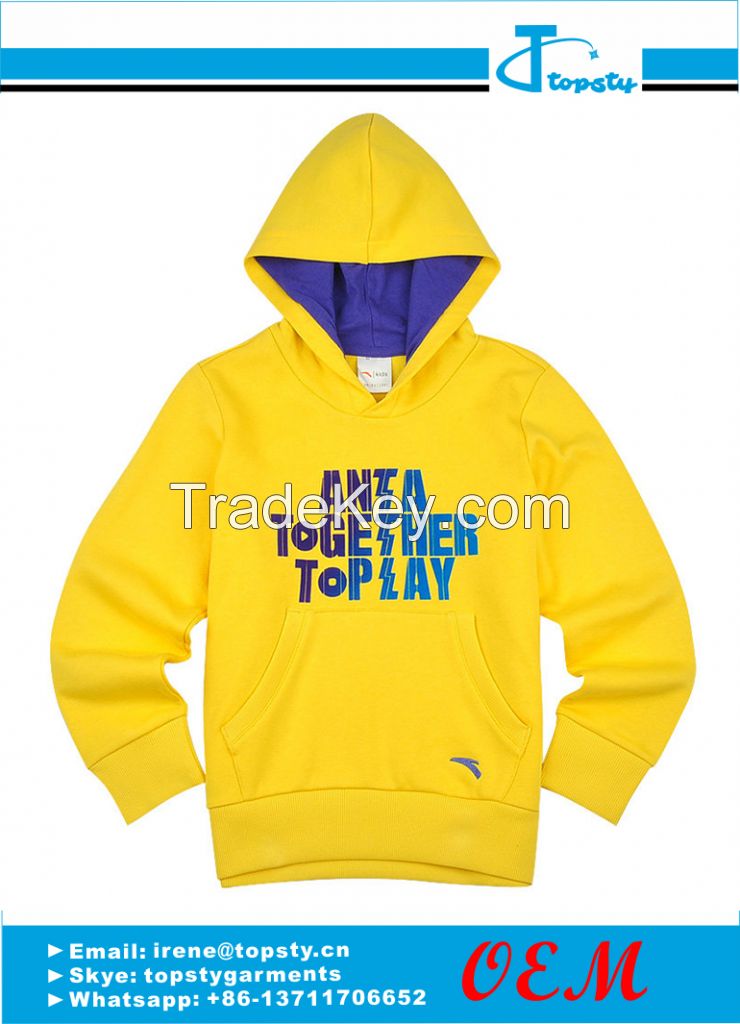 Customized men's pull over fleece hoodies