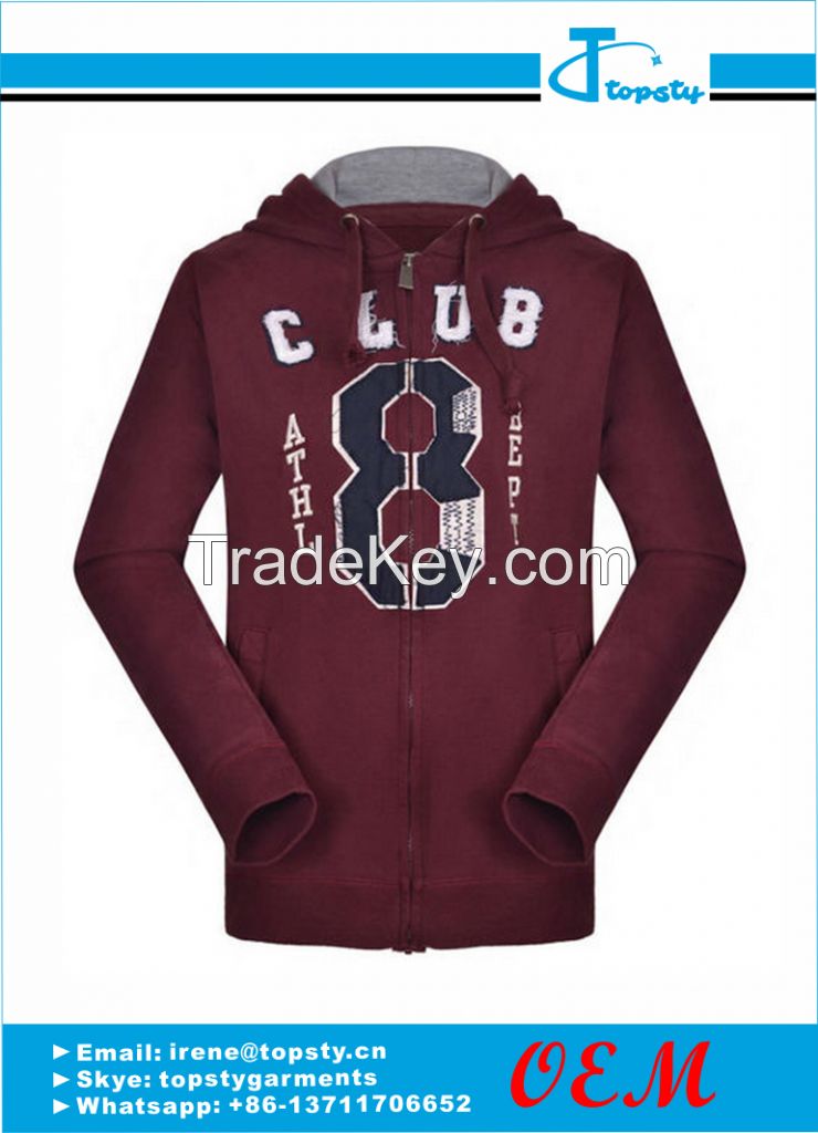 Customized men's pull over fleece hoodies