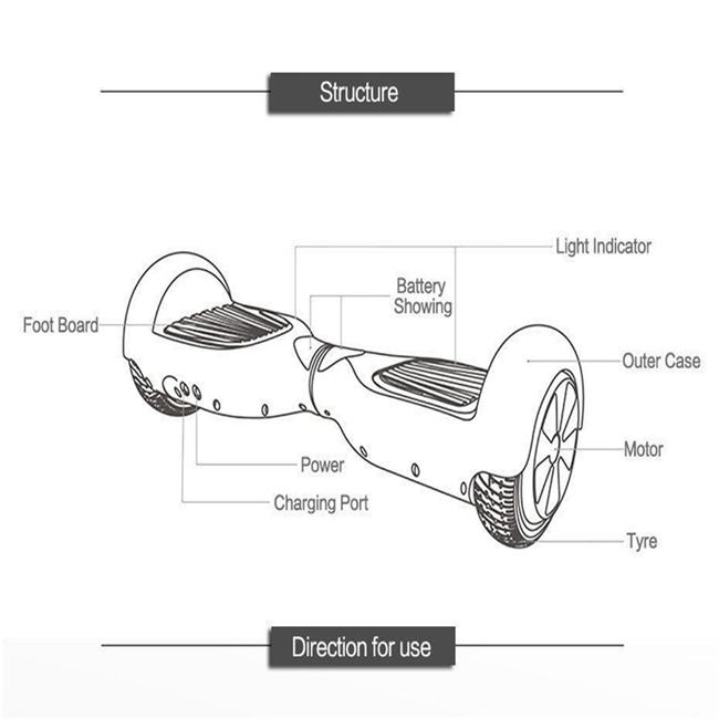 Airplaying 6.5 inch Two Wheel Electric Scooter Hoverboard