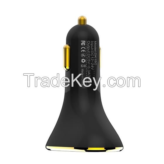 New Universal High Speed Bullet 5V 6.3Amp 3 Ports muti ports Mini USB Car Charger with FCC CE ROHS Certified