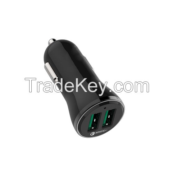 China Manufacturer Phone Accessory 36W QC3.0 Portable Qualcomm Quick QC 3.0 Car Charger 2 Port