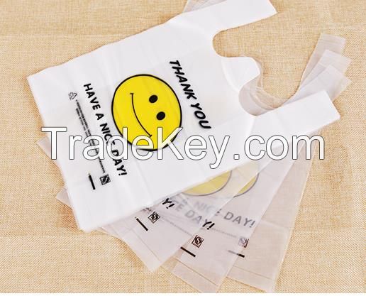 Biodegradable HDPE/LDPE Plastic t-shirt shopping bags