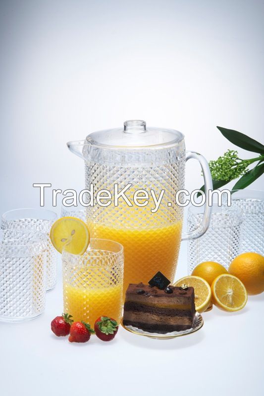 Acrylic water jug with 6 cups