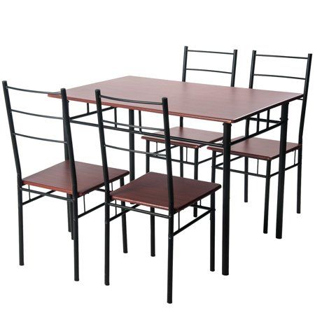 Harper&amp;amp;amp;amp;amp;Bright Designs 5-piece Wood and Metal Dining Set Table and 4 Chairs, Multiple Finishes