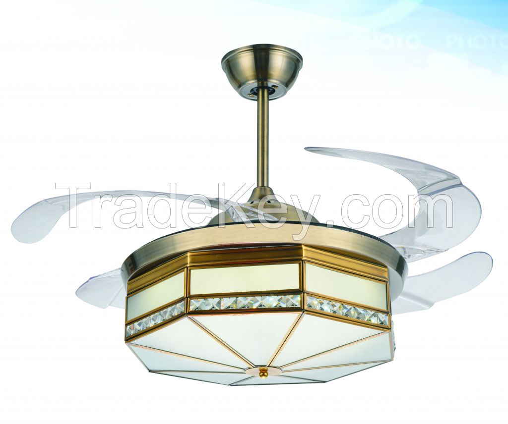 Modern LED crystal fan lamp decorative chandelier fan with light hot sale lamp