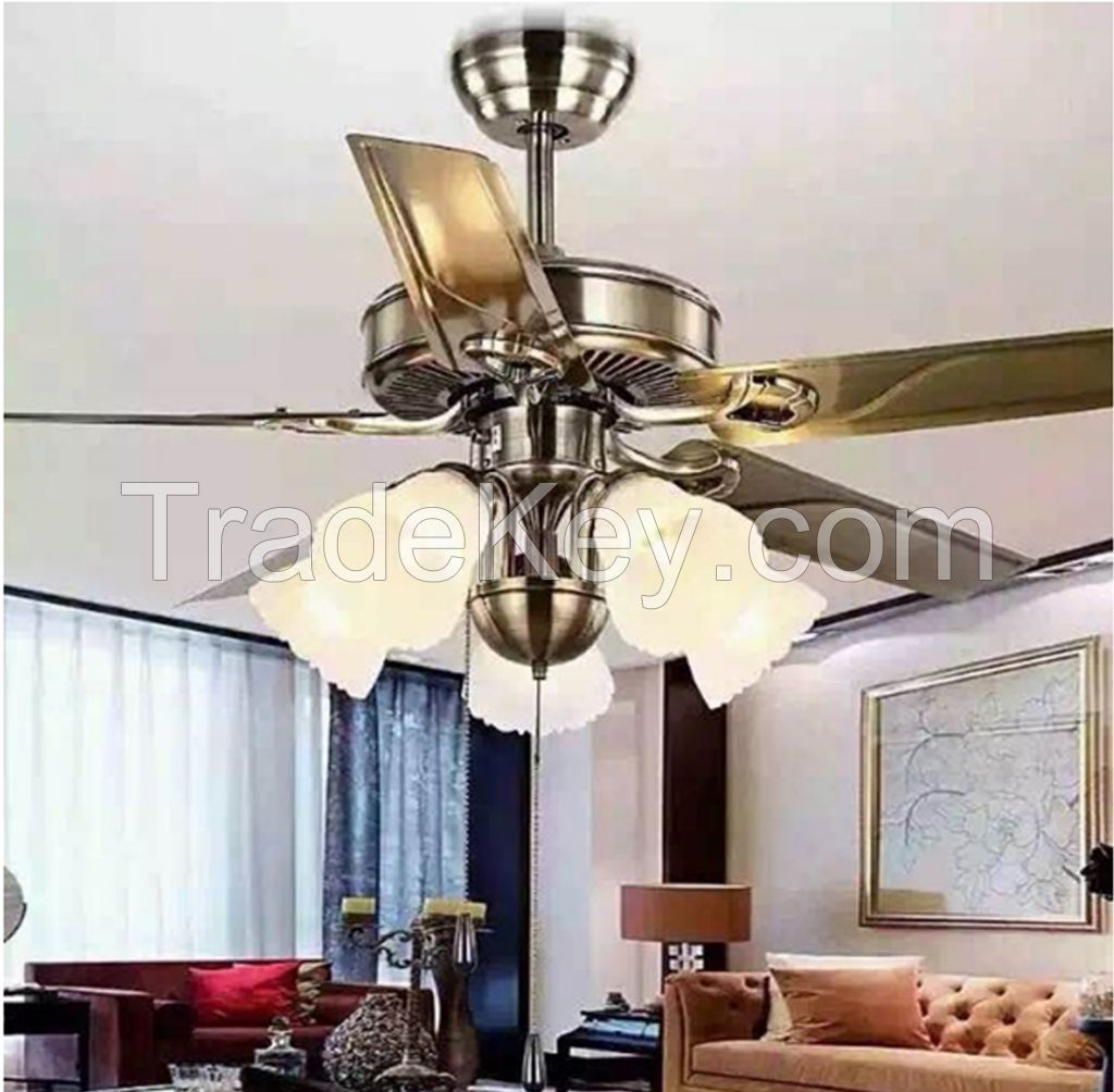 Hot selling new led light ceiling fan combo big hotel antique vintage chandelier