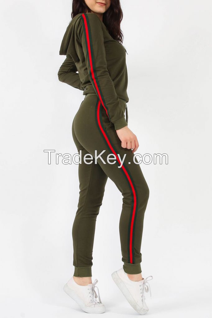 Stripe Hoodie Joggers Lounge Suit