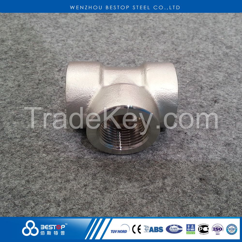 ASME B16.11 Stainless Steel 304 316 Forged Threaded Tee high pressure pipe fittings