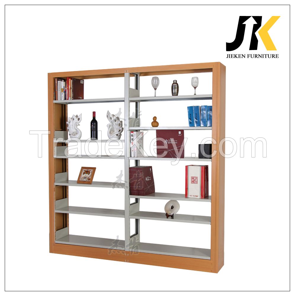 Double sided library metal book shelf