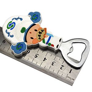 Custom cartoon pvc decoration cute portable small bottle opener for home bar restaurant hotel promotional gifts