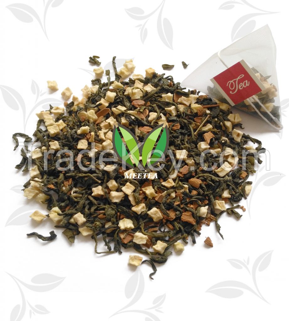 Caramel Cinnamon Apple Fruit Flavor Green Teabag