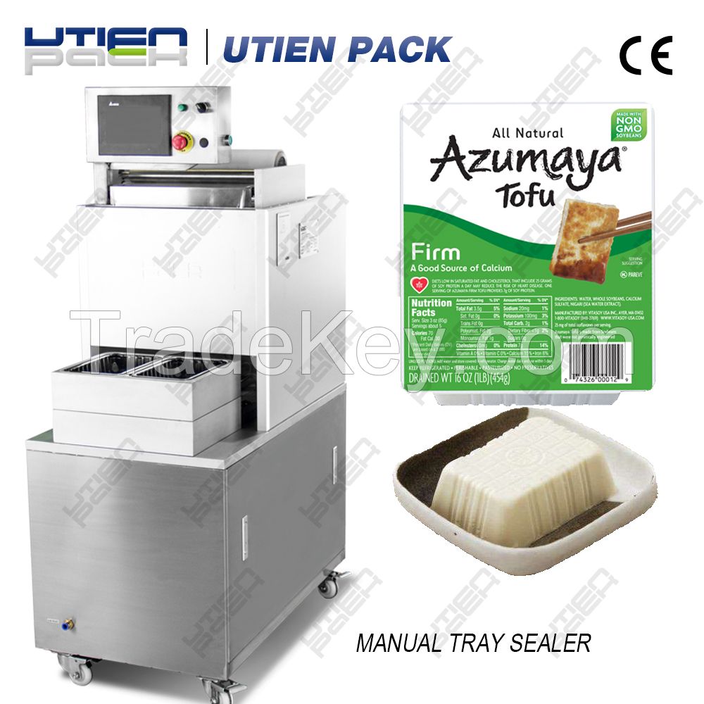 Semi-auto tray sealing machine for ready meal, fast food, fruit