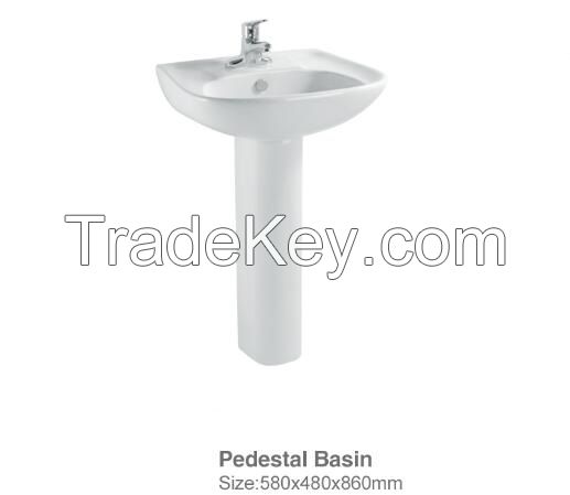 Ceramic pedestal basin