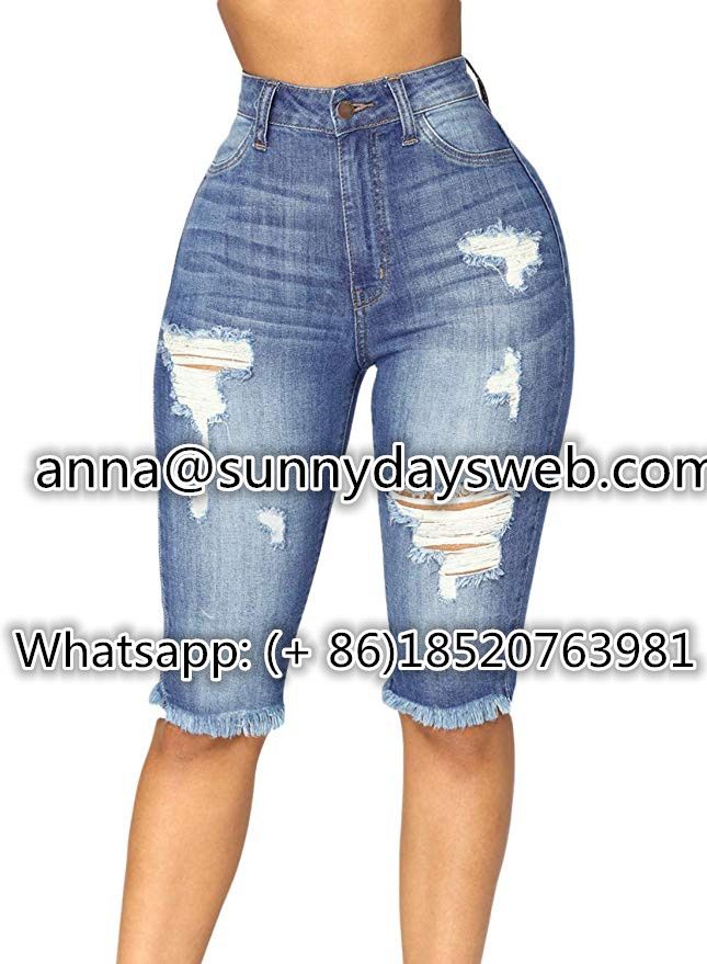 Wash Bodycon Pants High Waist Short Jeans Women