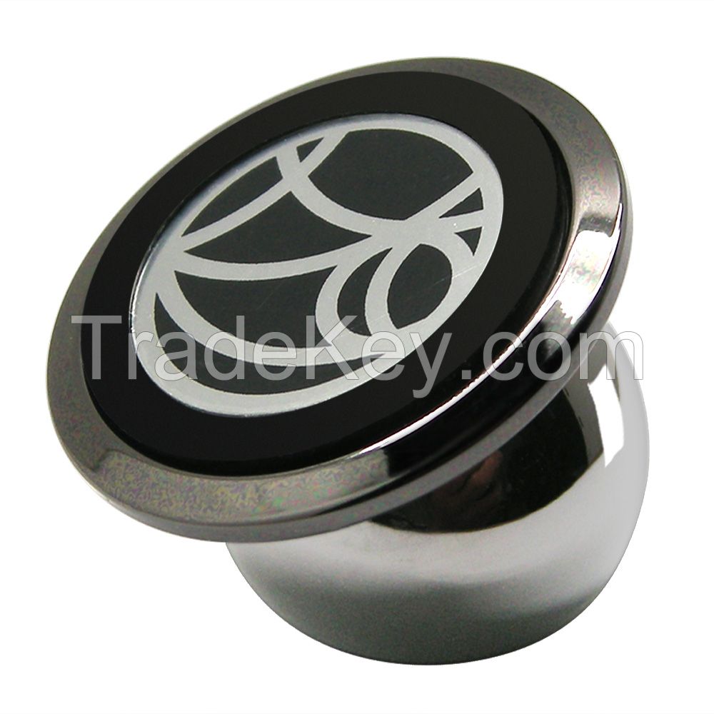 Universal Magnetic Car Mount - For any Phone, GPS or Light Tablet | Stylish Black Chrome One-Hand &amp; One-Sec Dash Holder