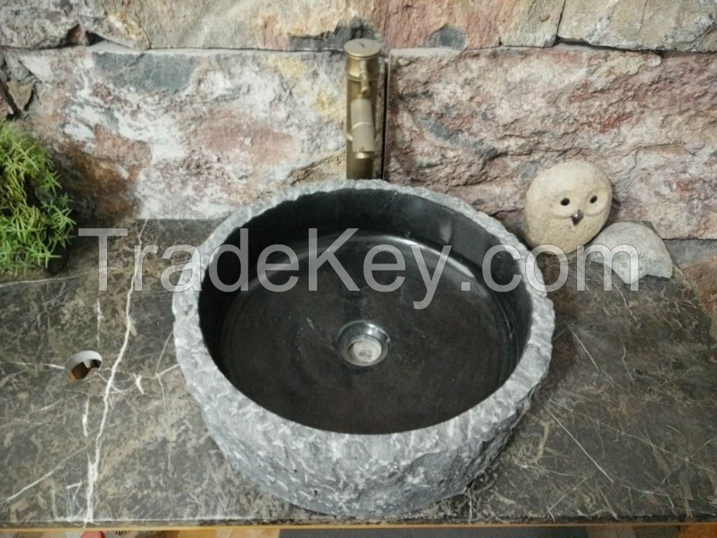 Dark Limestone Vessel Sink, Limestone Wash Basin, Basalt Sinks, Nature Stone Basins, Marble Sinks