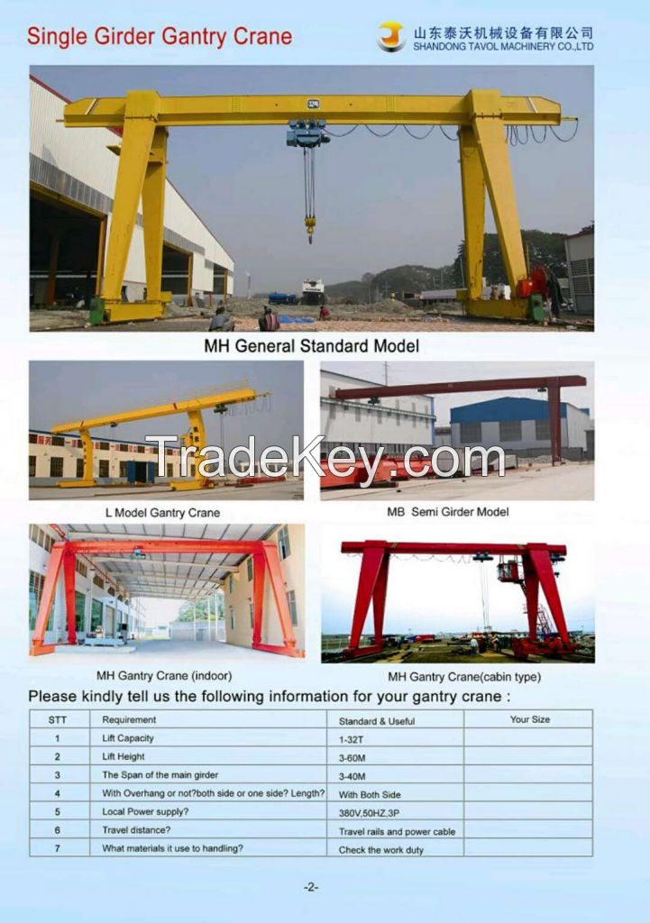 Single Girder Gantry Crane Best Quality Cheap Price