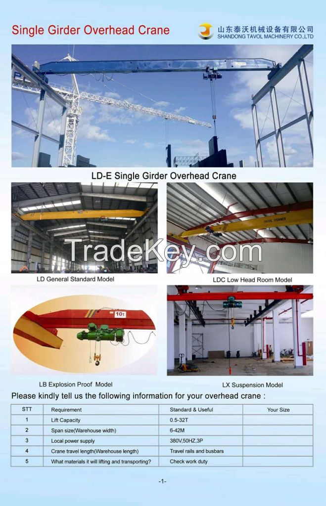 Single Girder Bridge Crane Best Quality Cheap Price