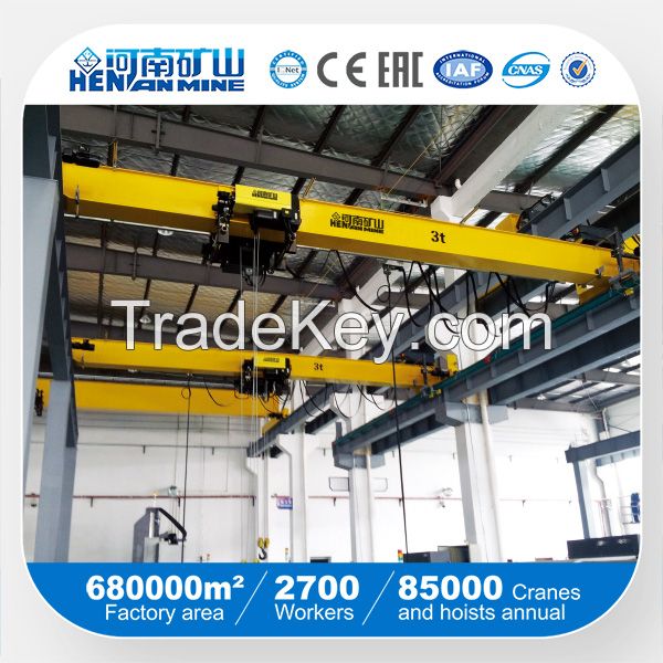 3 ton ~ 20 ton Europe Type Single Girder Bridge Overhead Crane