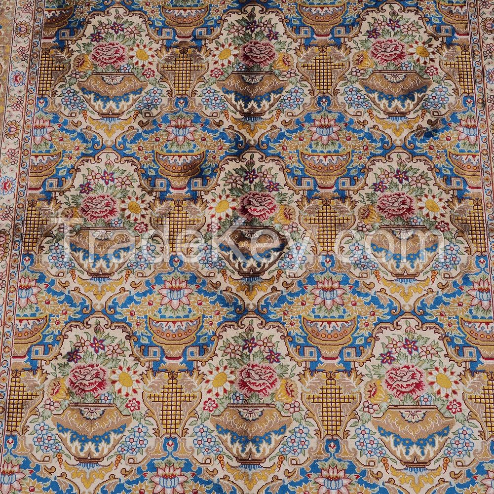 Yilong 4x6ft Hand Knotted Persian Silk Carpet Traditional Oriental Handmade Area Rugs