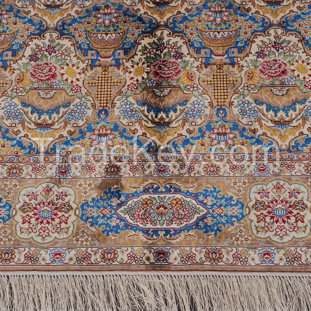 Yilong 4x6ft Hand Knotted Persian Silk Carpet Traditional Oriental Handmade Area Rugs