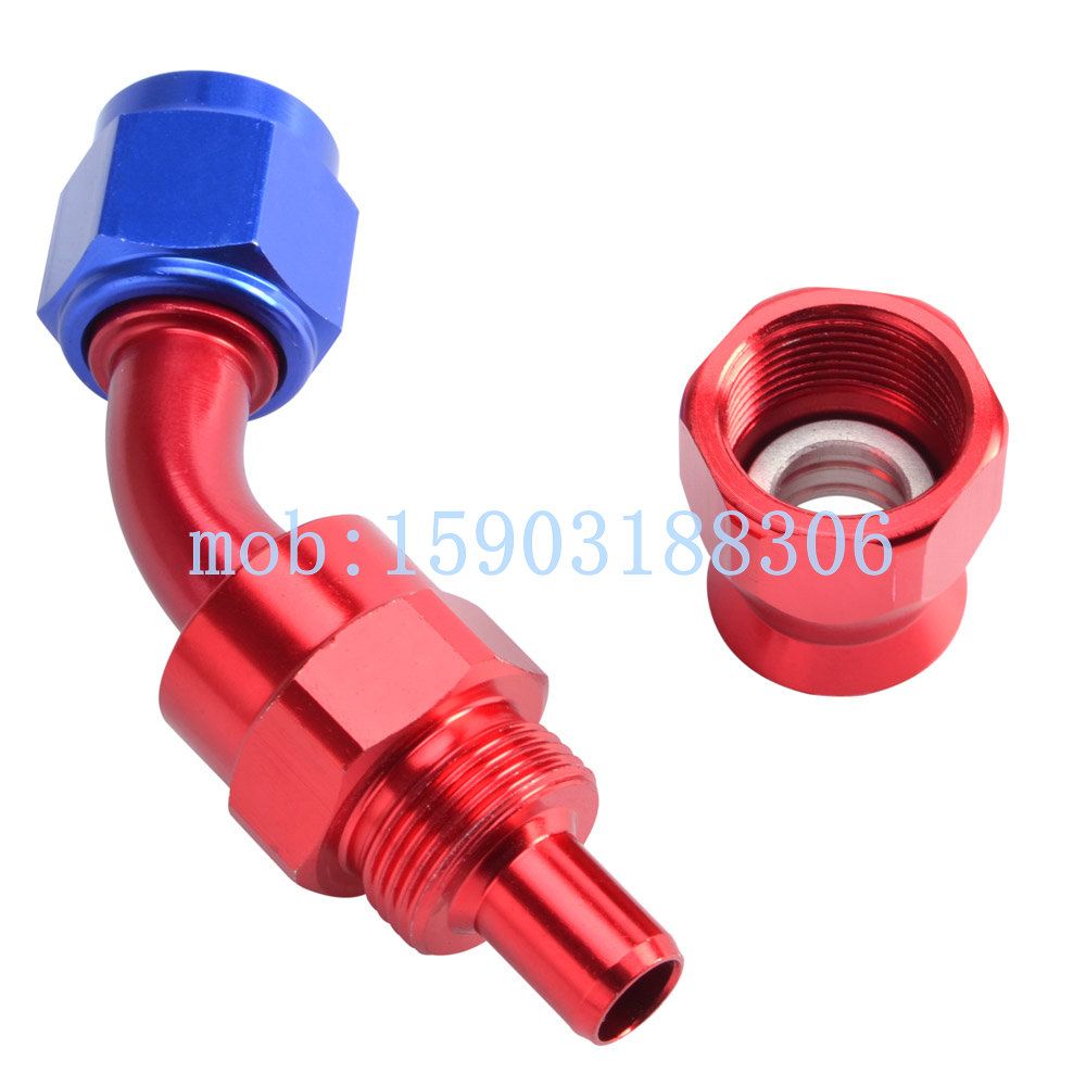 An10 Aluminum Swivel an Fitting Straight + 45 + 90 + 180 Degree Reusable Oil Hose Fitting End