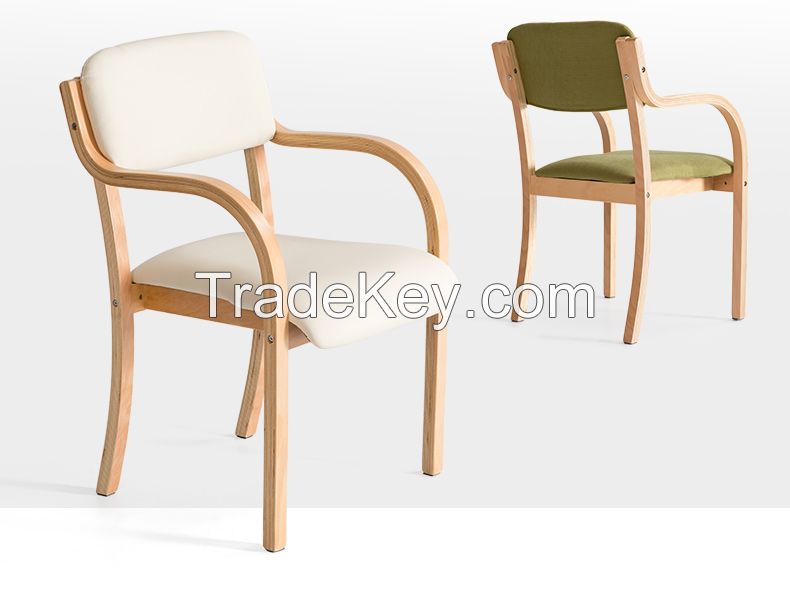 Brief domain solid wood dining chair modern simple single study chair Nordic armrest style desk chair chair computer chair