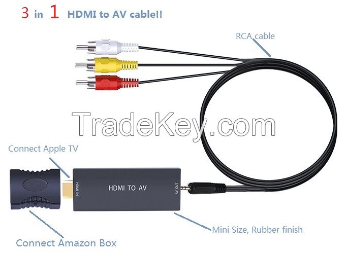 Mini HDMI to AV converter +RCA cable +F to F connector