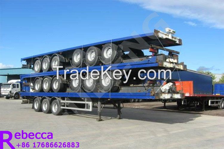 40ft flatbed container semi trailer flat deck trailer for sale