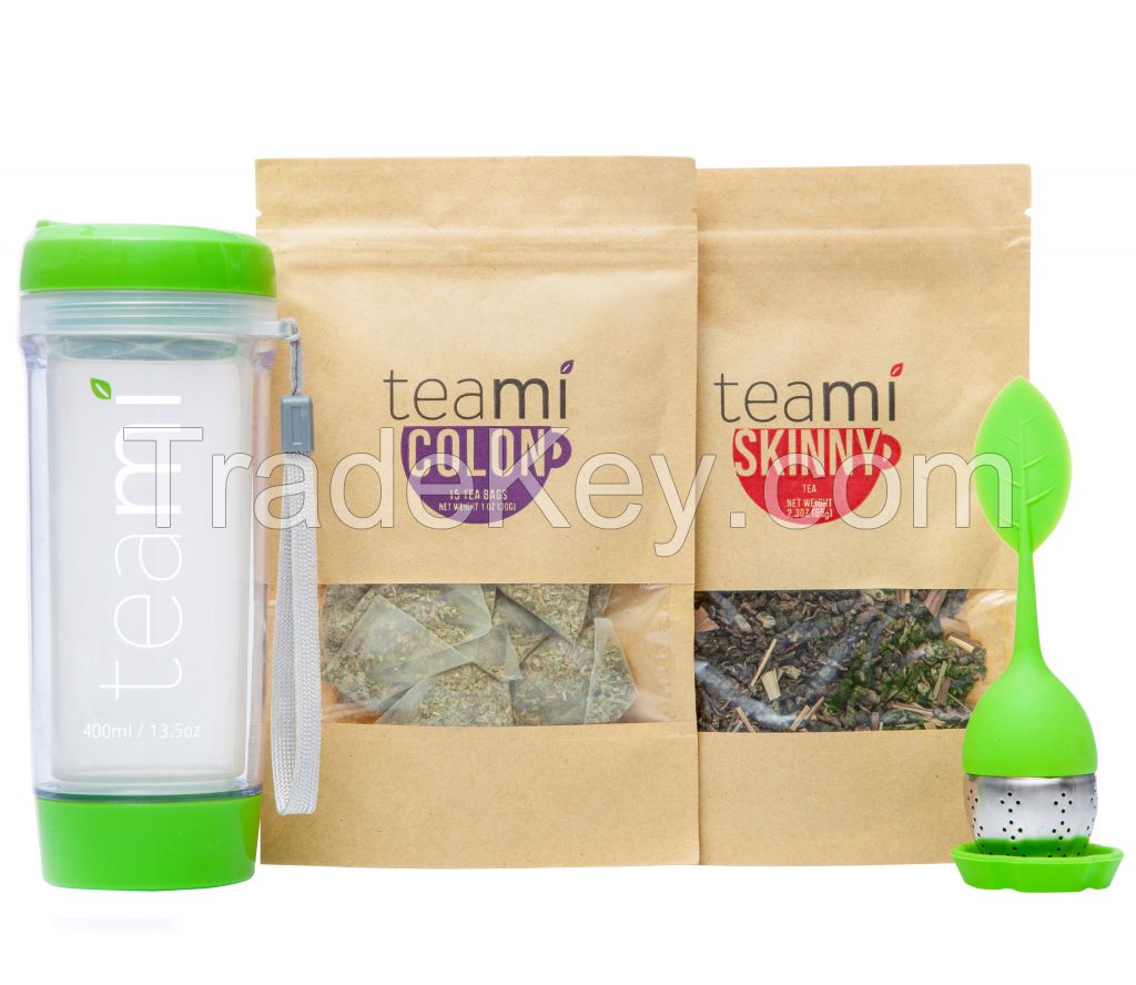 30 Day Detox Tea Kit for Teatox &amp; Weight Loss to get that Skinny Tummy by Teami Blends | Our Best Colon Cleanse Blend to Raise Energy, Boost Metabolism, Reduce Bloating! (Green Tumbler &amp; Infuser)