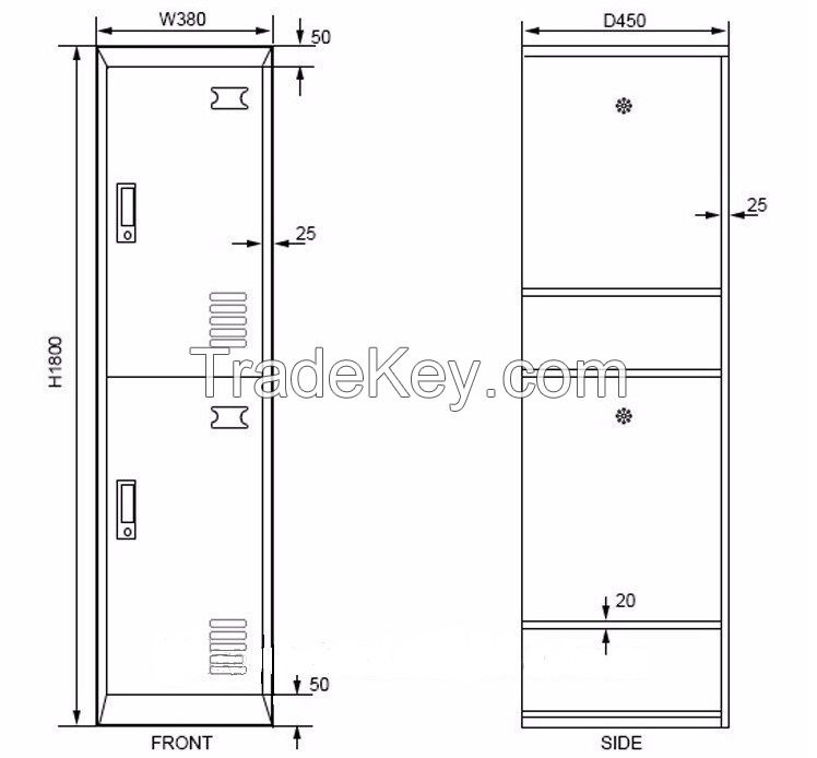 Hot selling metal locker 2 door school steel locker cabinet