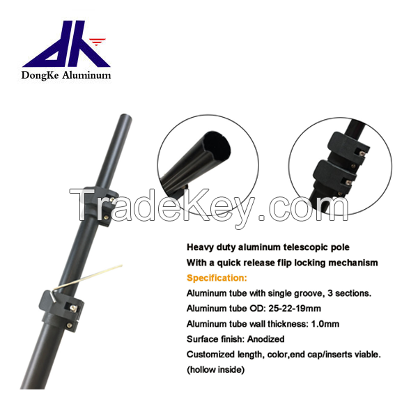 strong aluminum telescopic pole with flip lock