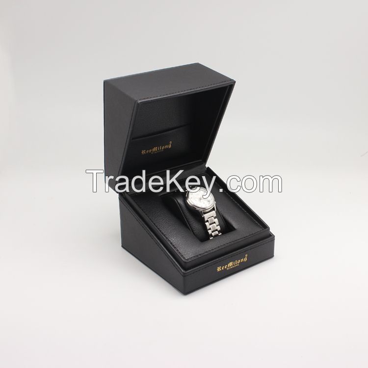 hot sale Custom luxury branded black pu watch box for men