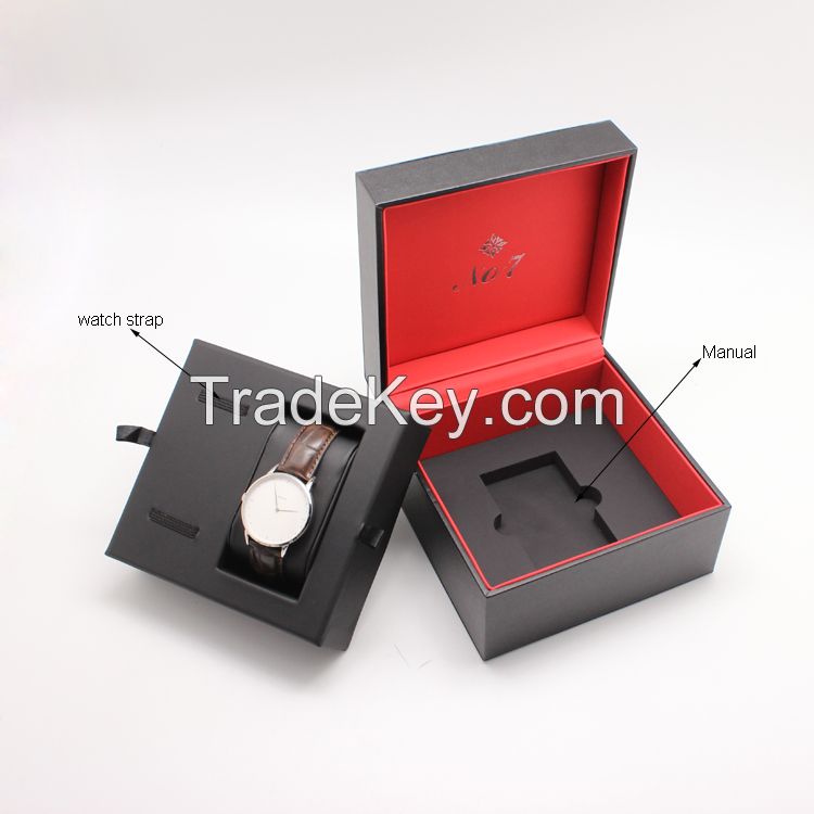 Fashion luxury black and red leather pu watch box for men