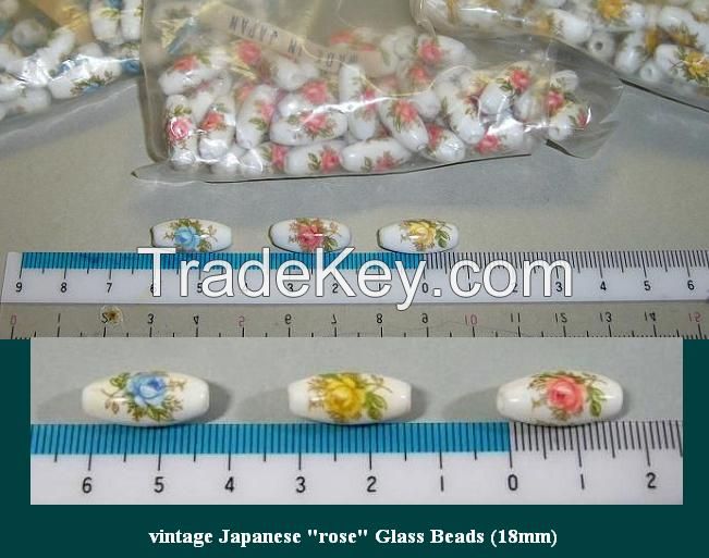 Close-Out! once very popular vintage 18mm Rose Japanese glass beads-limited quantity (18R)