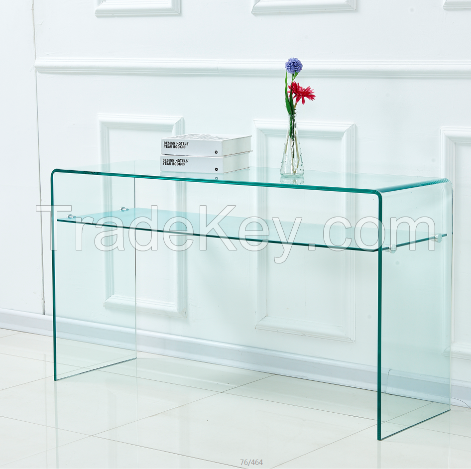 Factory Price Hot Bend Glass Living Room Furniture Console Tables