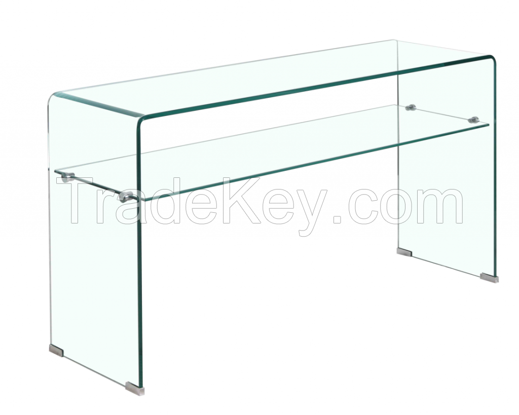 Factory Price Hot Bend Glass Living Room Furniture Console Tables