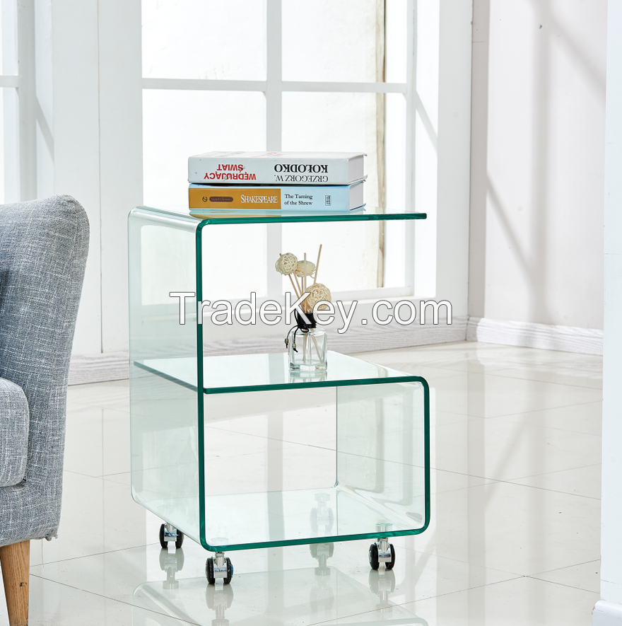 Elegent Design Modern Clear Glass Roatating Side Tables