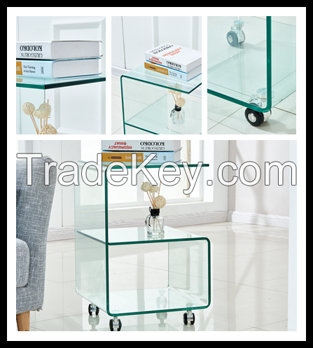 Elegent Design Modern Clear Glass Roatating Side Tables