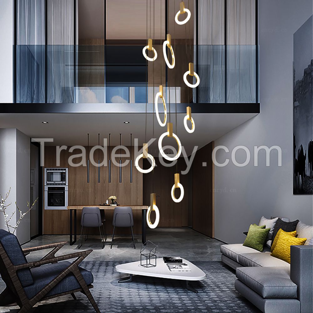 modern LED acrylic wooden chandelier hanging pendant lamp 