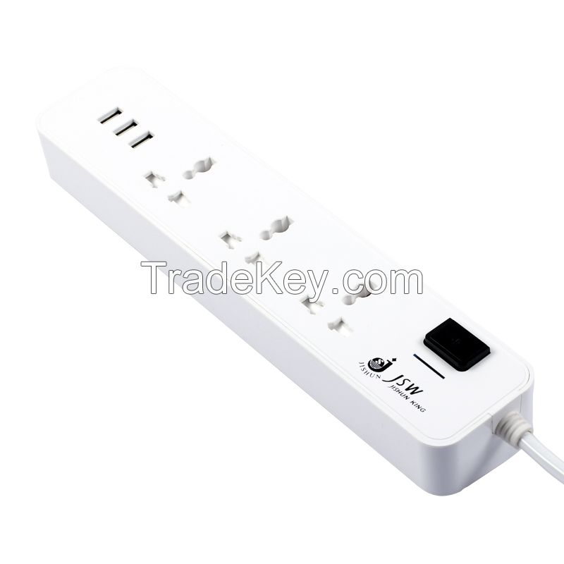 3 way universal outlet international power strip with usb charger