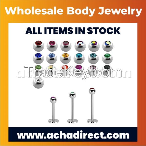 Wholesale Steel Labrets with Jewel Balls