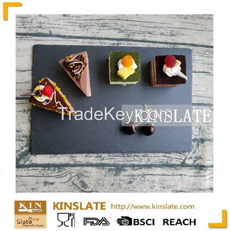 High quality Kinslate Black Natural Slate Plates for tableware